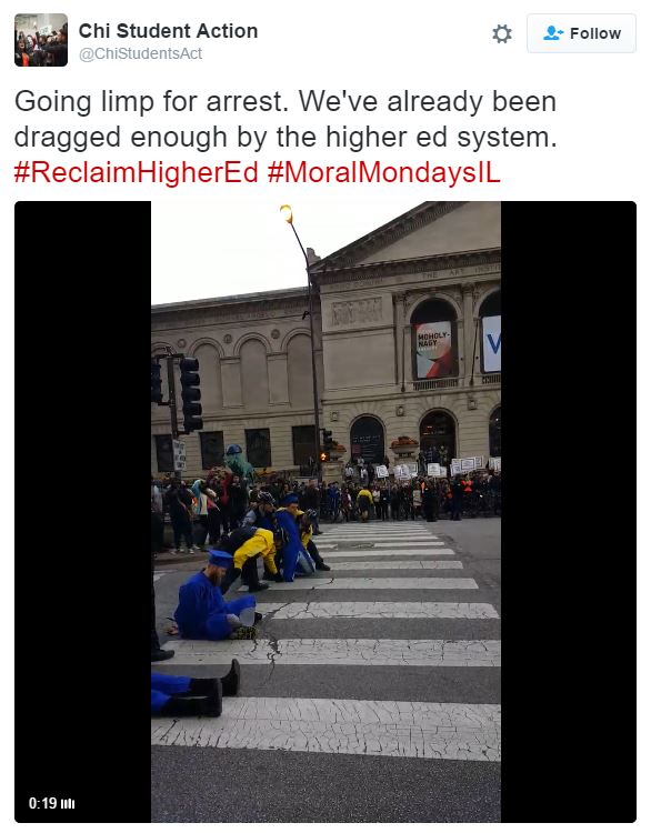 Free-College-Tuition Activist Students Arrested for Blocking Chicago Traffic on Michigan Avenue