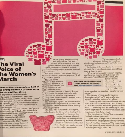 University Magazine Highlighted ‘Viral’ Student Group’s Song, Participation in Anti-Trump ‘Women’s March on Washington’