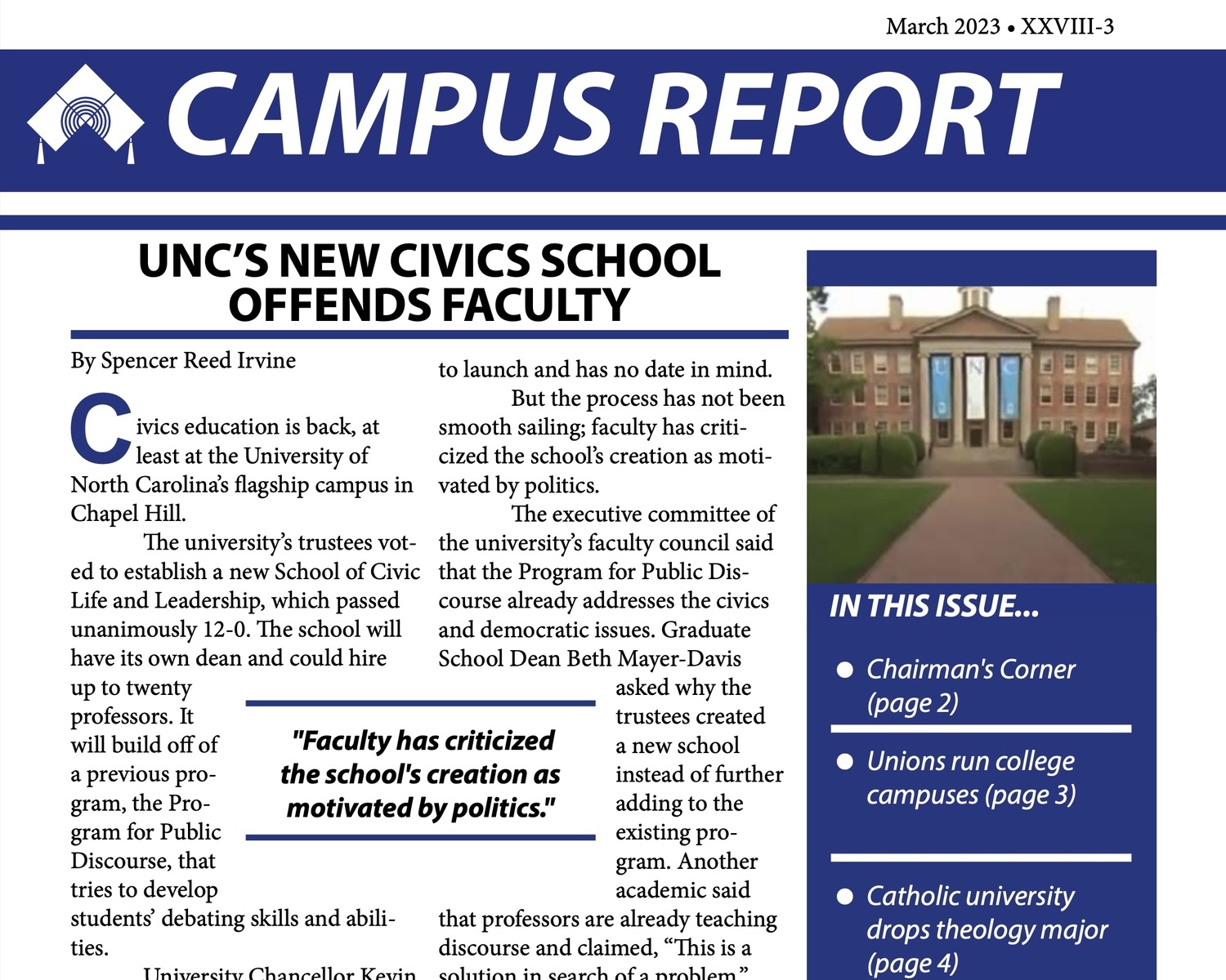 UNC’s New Civics School Offends Faculty