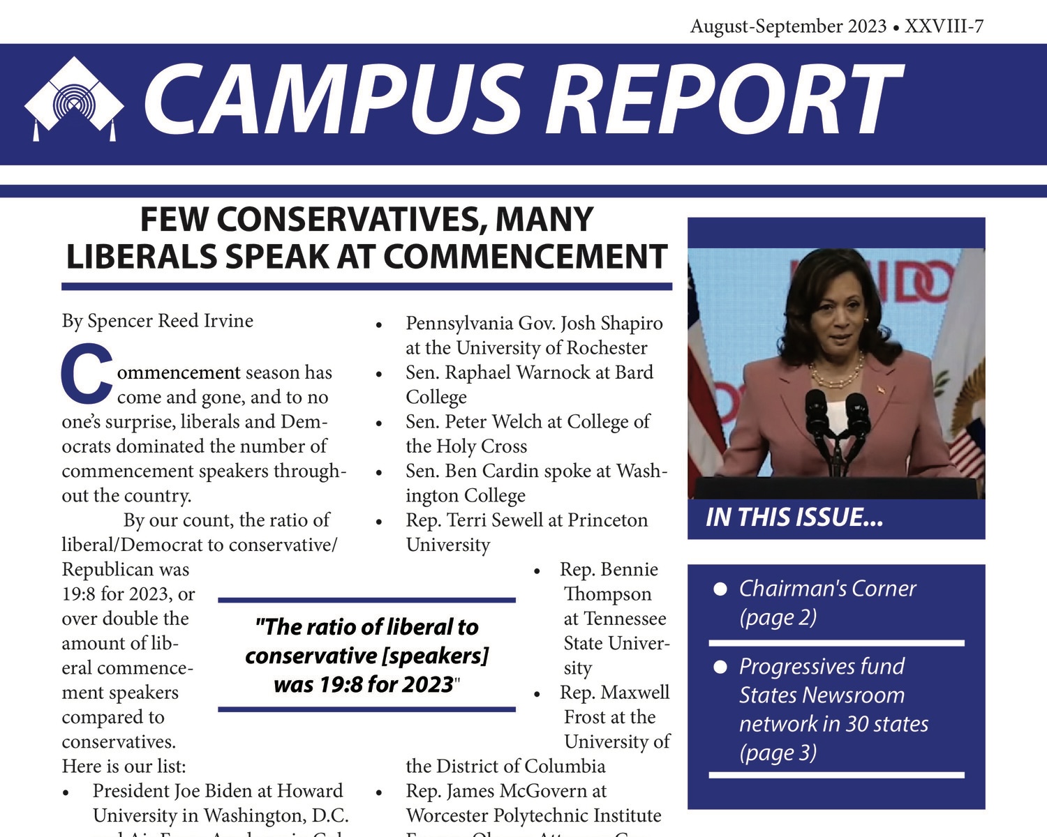 Few Conservatives, Many Liberals Speak at Commencement